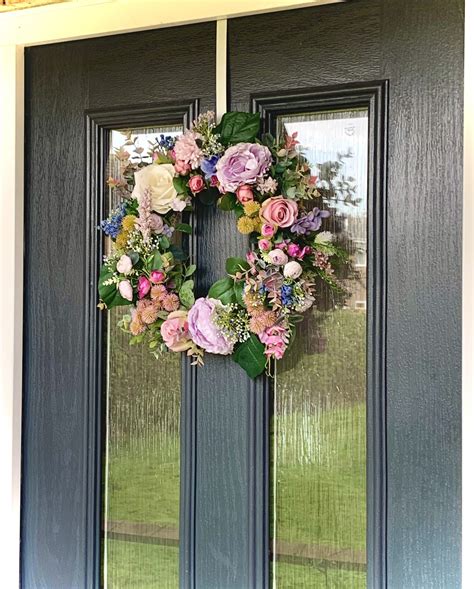 Luxury Faux Flower Front Door Wreath Door Decor Sparkles And Glitter