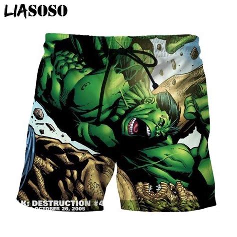 Liasoso Ncredible Hulk Shorts Comics The Avengers Heros Shorts 3d