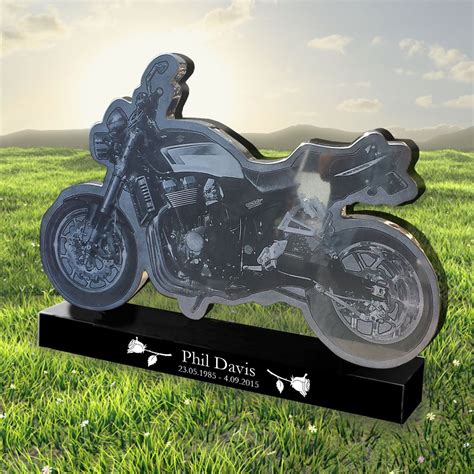 Motorbike Shaped Laser Etched Headstone Designed By Forever Shining