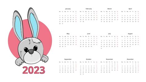 Premium Vector Calendar 2023 With Rabbit