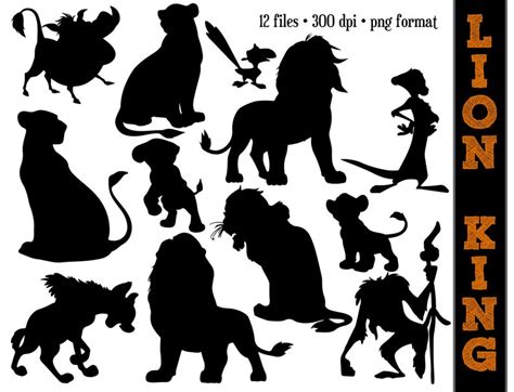The Lion Silhouettes Nala Simba Mufasa Timon Pumbaa And Etsy