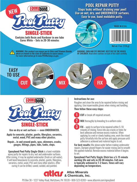 Buy Epoxybond Pool Putty Single Stick 2 Oz Pool And Spa Repair Easy
