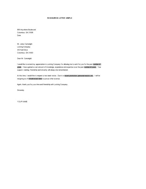 Basic Resignation Letters Free Letter Templates