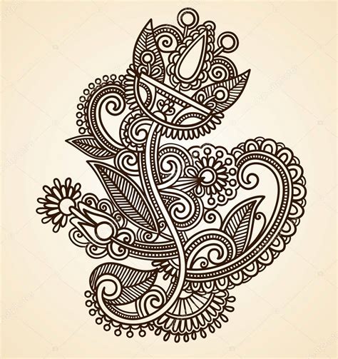 Henna Floral Tattoo Design — Stock Vector © Karakotsya 8038955