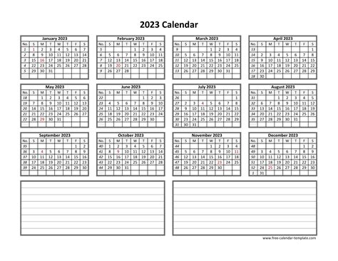 2023 Calendar Pdf Word Excel 2023 Year Calendar Yearl