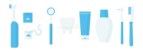 Oral Care Vector Set Icon Dentistry Hygiene Toothbrushes Toothpaste Floss Tools For