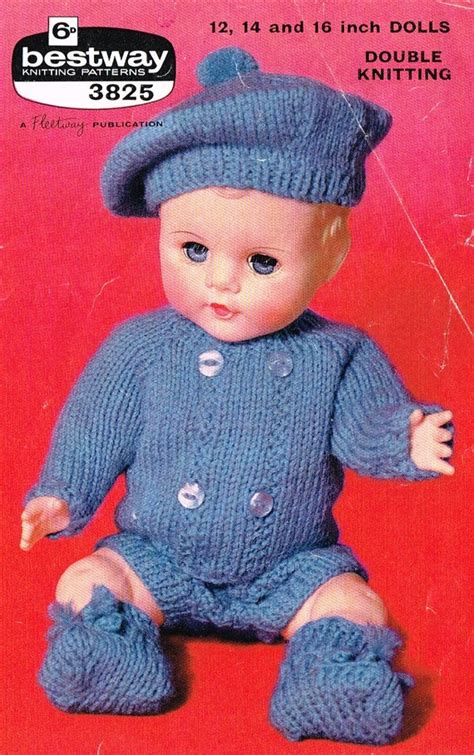 Dolls Clothes Knitting Pattern For 12 14 And16 Etsy