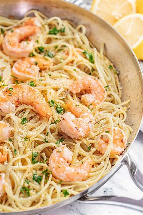 shrimp scampi shrimp pasta recipes creamy shrimp scampi momsdish strain the pasta and