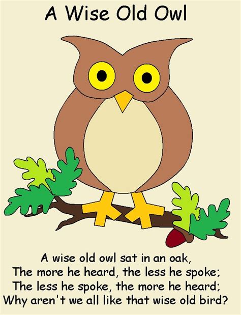 Owl Poem Owl Nursery Owl Nursery Rhymes