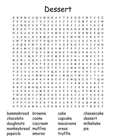 Desserts Crosswords Word Searches Bingo Cards Wordmint