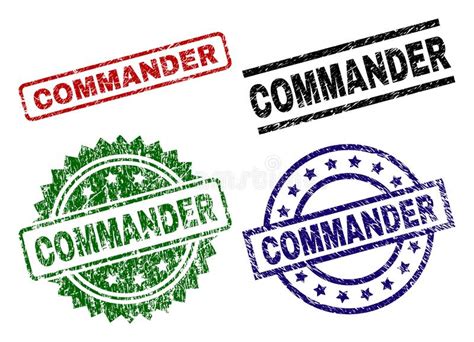 Scratched Textured Commander Seal Stamps Stock Vector Illustration Of