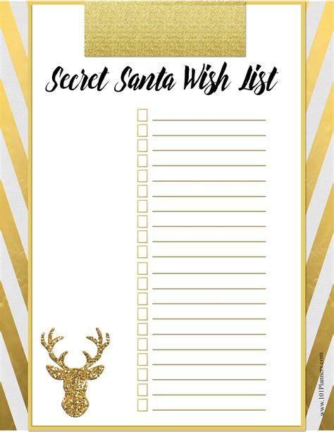 Secret Santa List Template Printable Word Searches