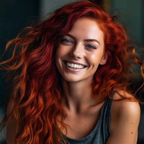 Premium Ai Image A Woman With Red Hair Smiling And Smiling