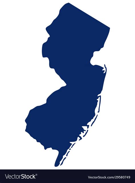 Map New Jersey In Blue Colour Royalty Free Vector Image