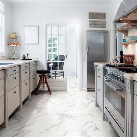 Kitchen With White Marble Floor Flooring Tips