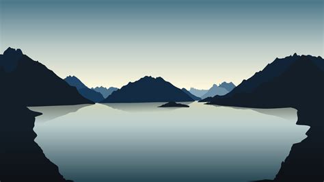 Wallpaper Landscape Vector Art Minimalism Mountains Digital Art
