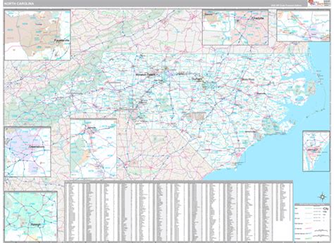 North Carolina Wall Map Premium Style By Marketmaps Mapsales