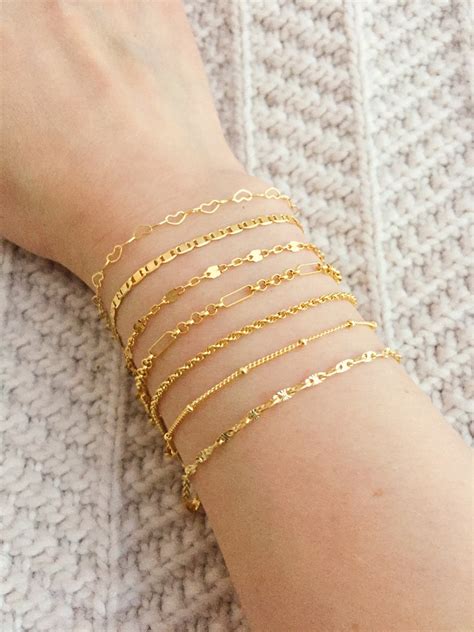 Thin Gold Bracelet Dainty Gold Chain Bracelet Delicate Etsy