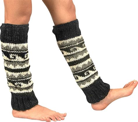 100 wool leg warmers knitted lady woven warm winter knee high long