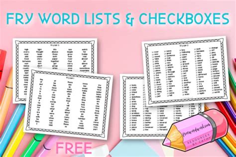 Introduction To Fry Sight Words Free Word Work