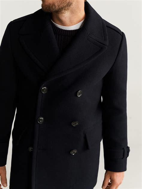 Men Black Double Breasted Wool Coat Men Jacket Mauvetree