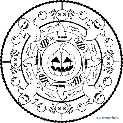Mandala Halloween 01 | Plantillas de halloween, Dibujos halloween colorear, Halloween para colorear