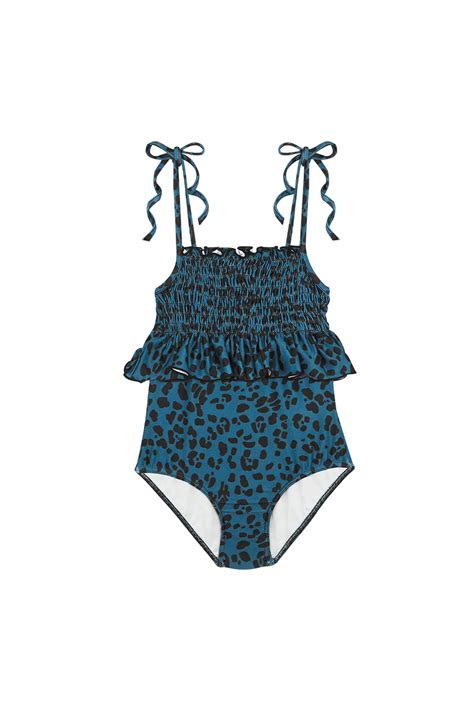 Teal Blue Cerdeña Smocked Swimsuit Suncracy