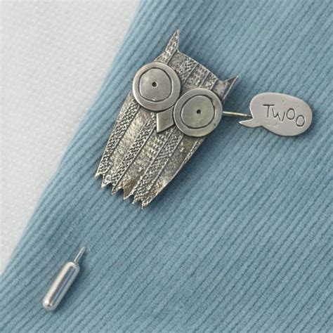 £60 00 Owl Brooch Twoo Handcrafted Jewelry Handmade Silver Unique Jewelry Custom Lapel Pins