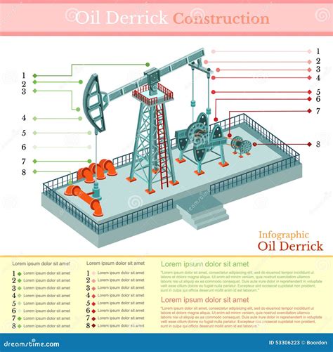 Oil Derrick Tower Or Gas Rig Infographic Stock Vector Illustration Of