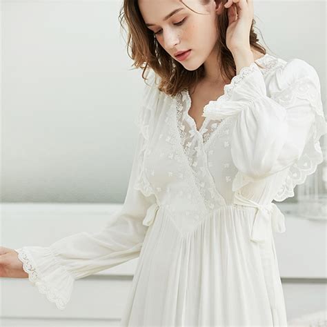 Waliicorners Gentlewoman Nightgown Vintage Lace Cotton Nightgown Women