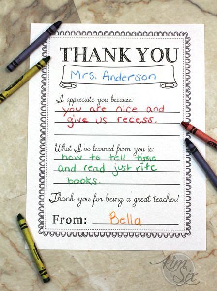 Teacher Appreciation Notes Teacher Thank You Notes Printable Thank