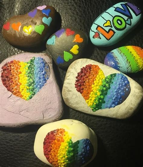 Pride Love And Hearts Pebble Art Rainbow Painted Rocks Love Is Love