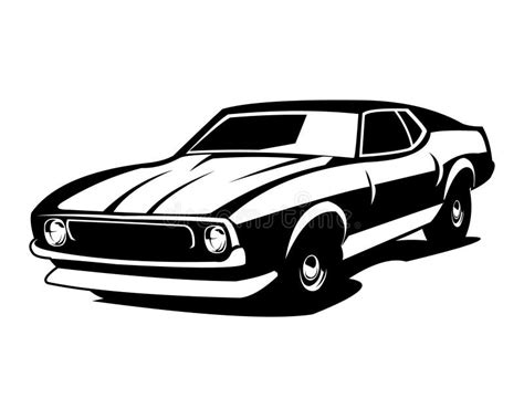 Ford Mustang Mach 1 Car Silhoutte Side View Vector Isolated Stock