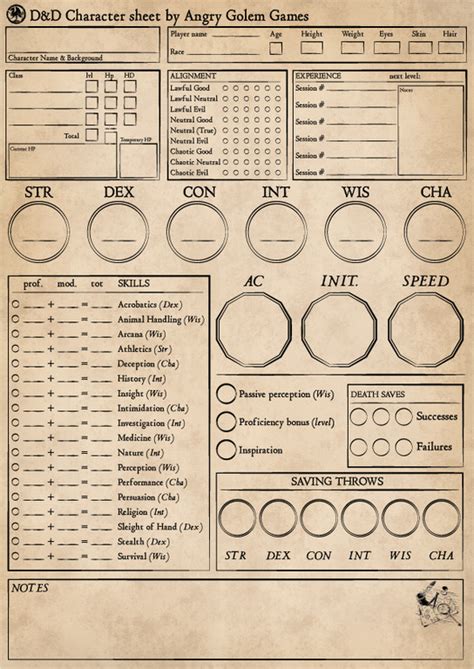 Dnd Character Sheet Form Fillable Hot Sex Picture
