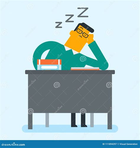 Student Boy Sleeping In Classroom Cartoon Vector