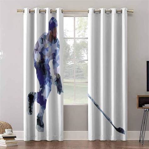 Aishare Store Room Darkening Curtains Hockey Player In Fragmented