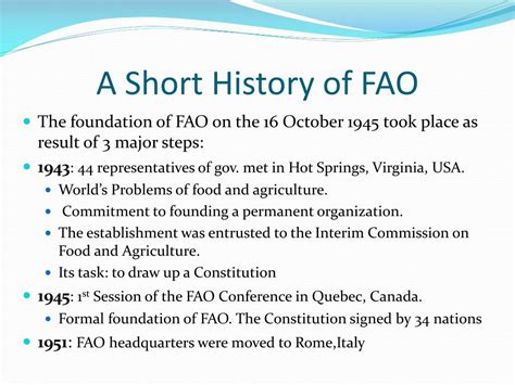 Ppt Food And Agriculture Organization Fao Powerpoint Presentation