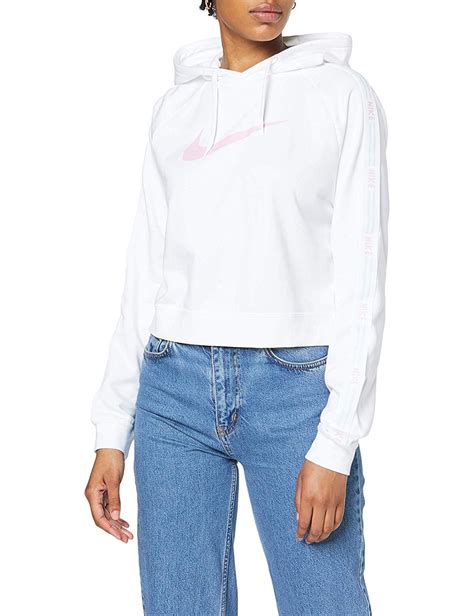 Nike Womens Cropped Hoodie Pink Fleece Logo Band Sleeve Xs Walmart