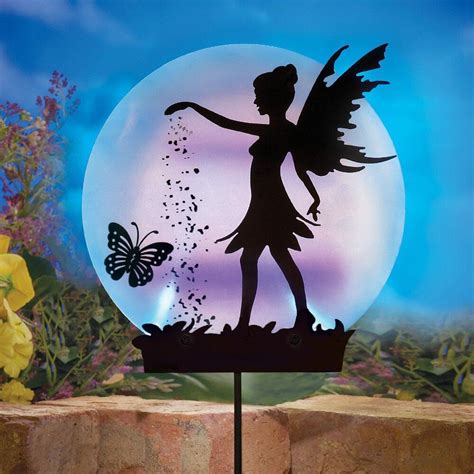 Solar string lights garden, 24 ft 30 waterproof crystal ball led fairy lights outdoor solar powered lights. Solar Powered Lighted Tinkerbell Fairy Shadow Silhouette ...