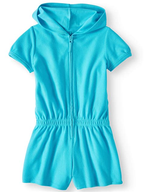 Wonder Nation Girls Hooded Zip Front Terry Swimsuit Cover Up Swim