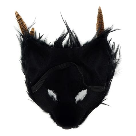 Black Wolf Costume Mask Fox Feather Mask For Halloween Mask Cosplay