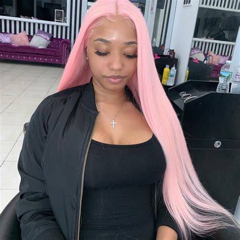 Peruvian Hair Light Pink Color Straight Lace Front Wig Lux Hair Shop