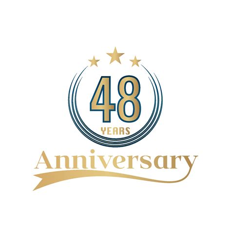 48 Year Anniversary Vector Template Design Illustration Gold And Blue