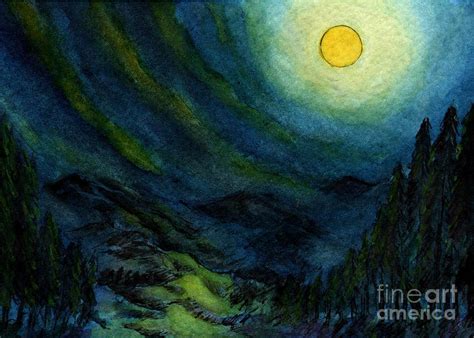 Sm013 Full Moon Over Mountain Painting By Kirohan Art