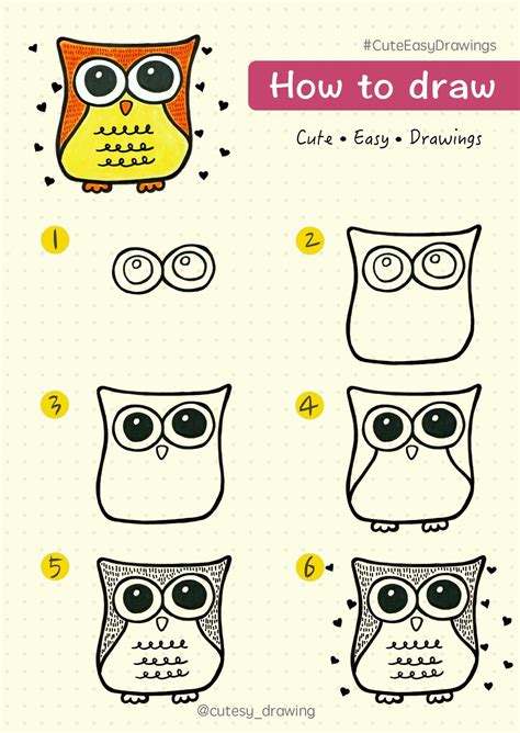 Cute animal drawings step by step. How to draw an owl : step by step tutorial. #owl #cuteowl #owldrawing #bird #cutebird #animal # ...