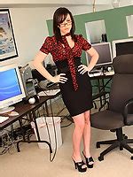 Busty Brunette Office MILF Jennifer Strips At Work At Secretary Hoes