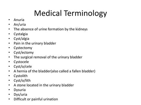 Cystalgia Is Pain In The - PPT - Medical Terminology PowerPoint Presentation - ID:6160922