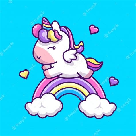 Premium Vector Cute Unicorn Rainbow Icon Illustration Unicorn Mascot