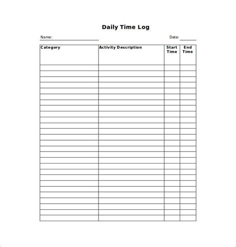 Time Log Templates 14 Free Printable Word Excel And Pdf Free