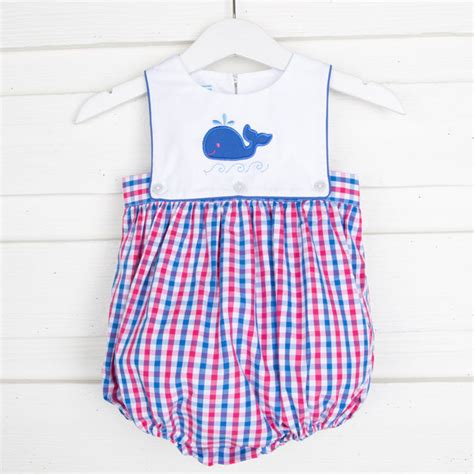Whale Pink And Blue Plaid Bib Bubble Smocked Auctions